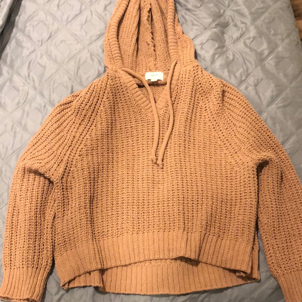 aerie knit hooded cropped sweatshirt